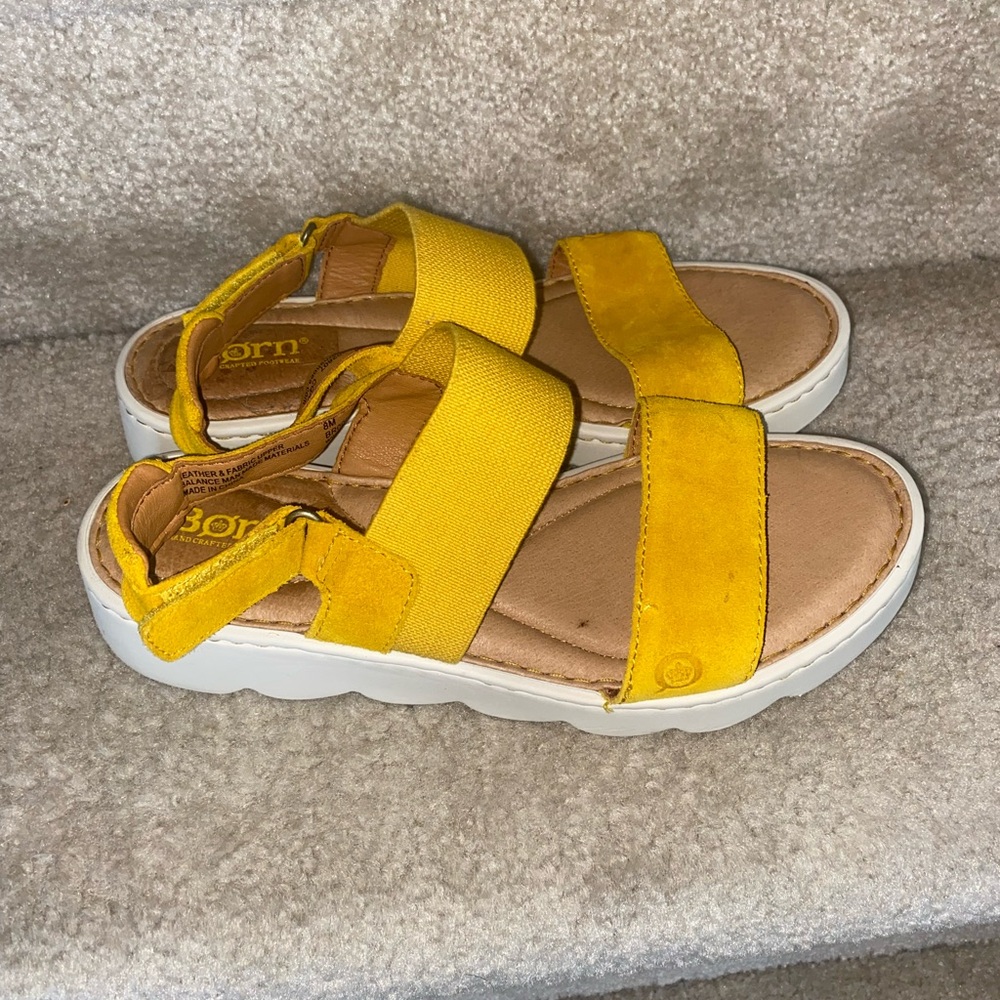 BORN Women's Patriotic Suede Slingback Sandal Yellow - Picture 9 of 12